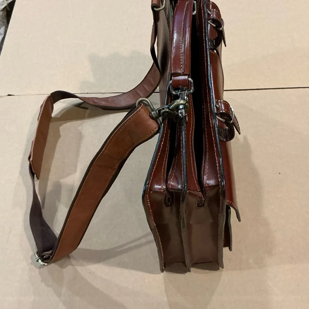 Genuine Italian Leather Chestnut Brown Men’s Satchel Bag
